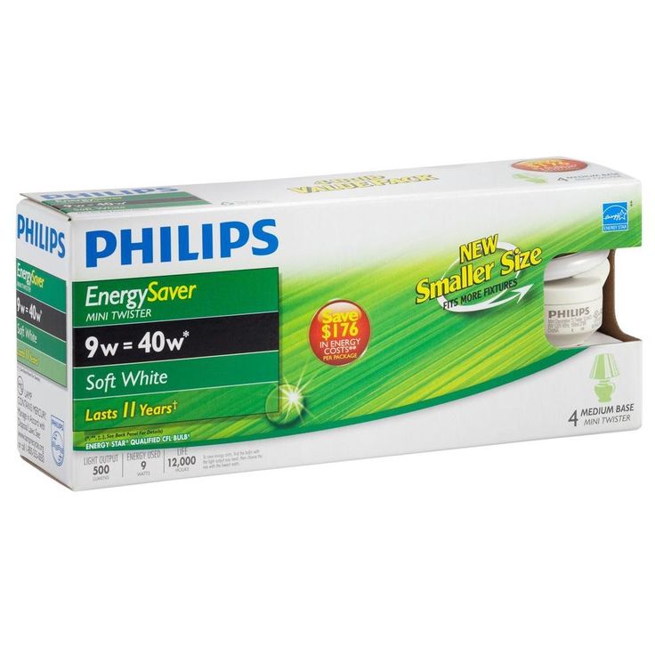 Philips 40-Watt Equivalent Spiral CFL Light Bulb Soft White (4-Pack)