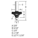 Bosch 1/16-in Carbide-Tipped Roundover Router Bit