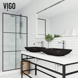VIGO Black Rectangular Hadyn MatteShell Glass Bathroom Vessel Sink