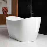 Carver 59 in. Acrylic Freestanding Double Slipper Flat Bottom Soaking Bathtub with Drain and Overflow Included in White - Super Arbor