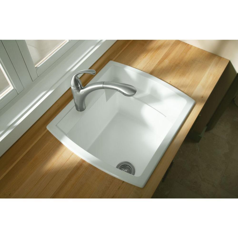 Latitude 25 in. x 22 in. Vikrell Self-Rimming Utility Sink in White - Super Arbor