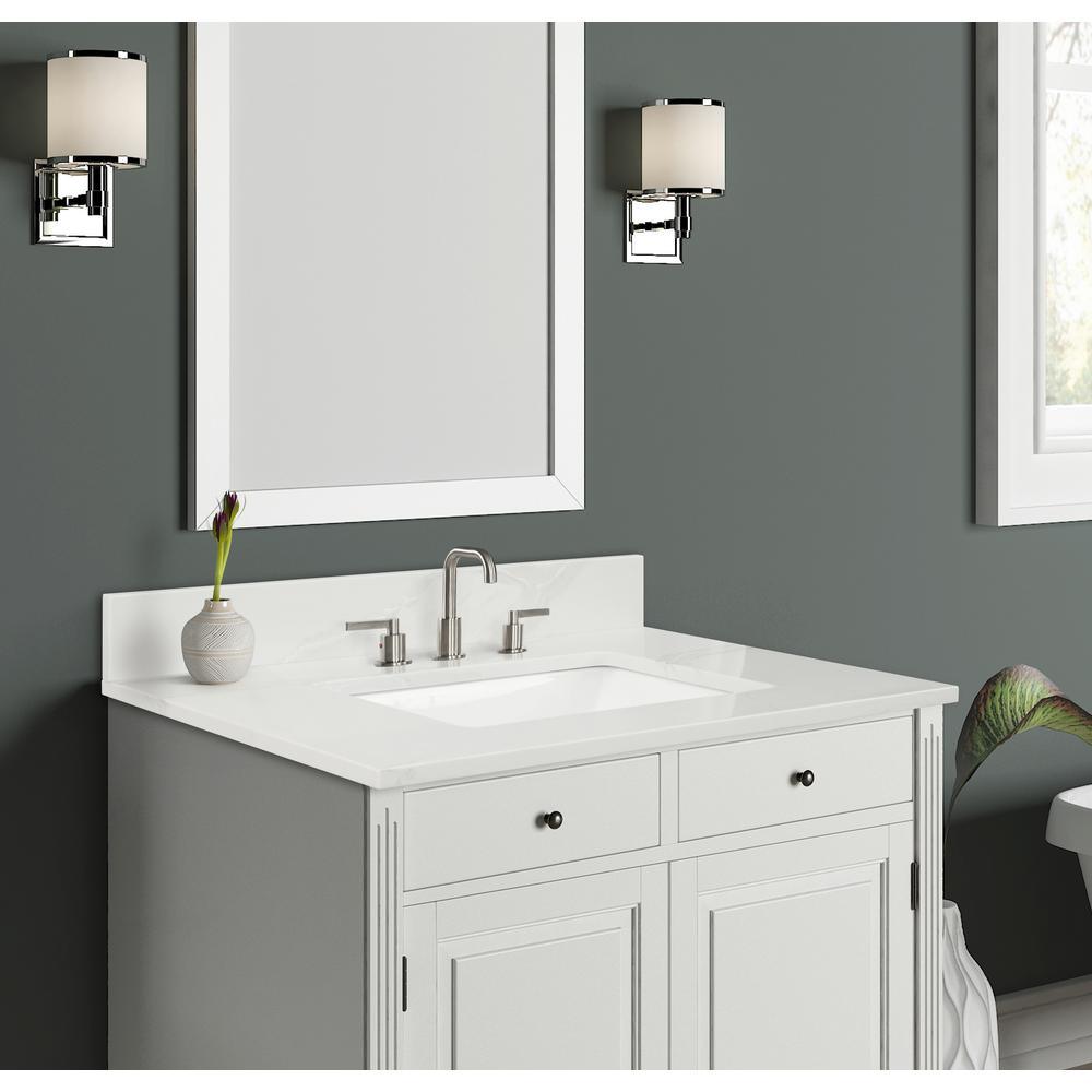 43 in. W x 22 in. D x 0.75 in. H Quartz Vanity Top in Statuario White with White Basin - Super Arbor