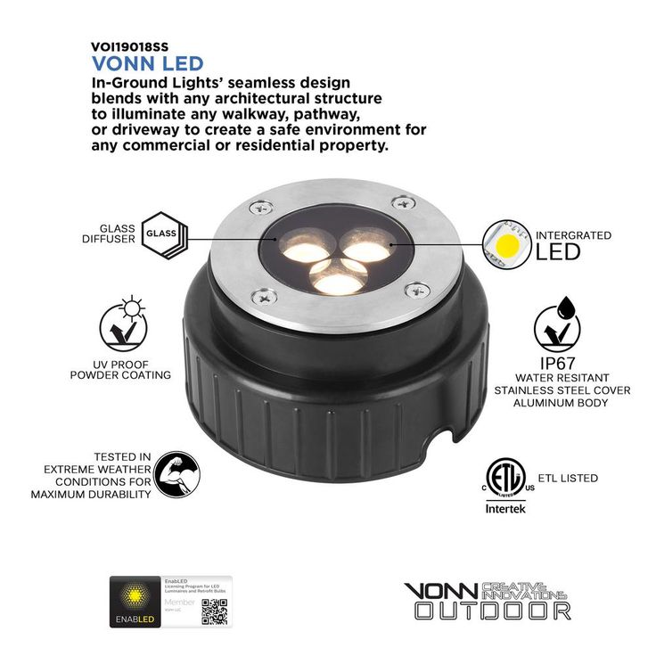 3-Watt Stainless Steel Outdoor Integrated LED 3000K In-Ground Landscape Path Light