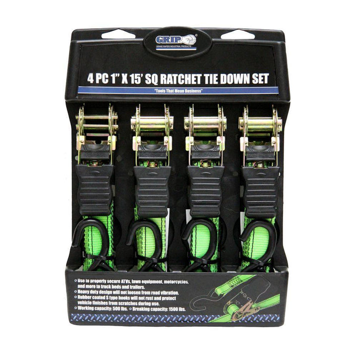 1 in. x 15 ft. Ratchet Tie Down (4-Piece) - Super Arbor