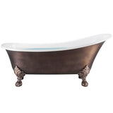 69 in. Acrylic Double Slipper Clawfoot Non-Whirlpool Bathtub in Matte Antique Brass - Super Arbor