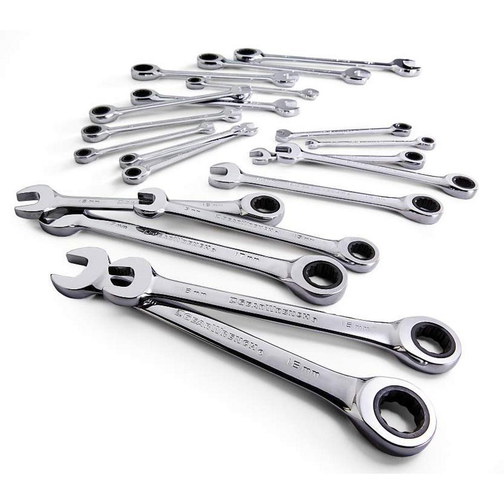 SAE/Metric Combination Ratcheting Wrench Set (20-Piece) - Super Arbor