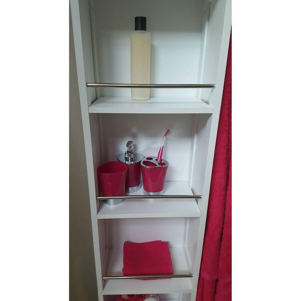 11.81 in. L x 6.89 in. W x 66.73 in. H Swivel Storage Cabinet Organizer Tower Free Standing Linen Tower Mirror in White - Super Arbor
