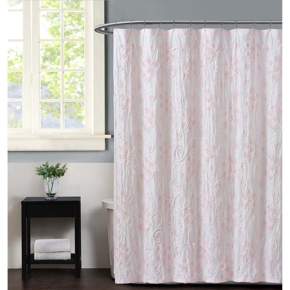 Pretty Petals 72 in. Grey Shower Curtain - Super Arbor