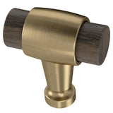 Modern 1-3/16 in. (30mm) Matte Black with Rustic Pine Wood Cabinet Knob - Super Arbor