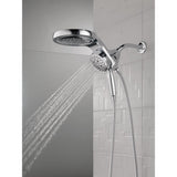 HydroRain Two-in-One 5-Spray 6 in. Dual Wall Mount Fixed and Handheld H2Okinetic Shower Head in Chrome - Super Arbor