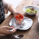 KAYLA Series 24-Piece White Porcelain Pattern Dinnerware Set Plates and Bowls Set (Service for 6)