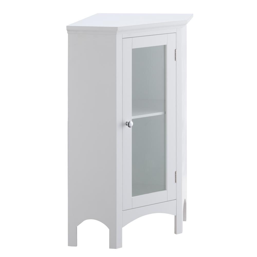 16 in. W x 31 in. H x 22 in. D Denali Corner Floor Cabinet Corner Shelf in White - Super Arbor