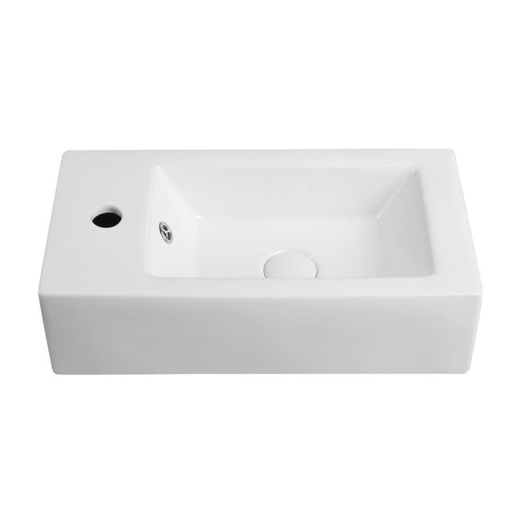 Elanti Wall-Mounted Right-Facing Rectangle Bathroom Sink in White