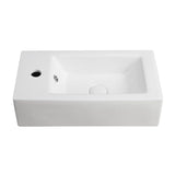 Elanti Wall-Mounted Right-Facing Rectangle Bathroom Sink in White
