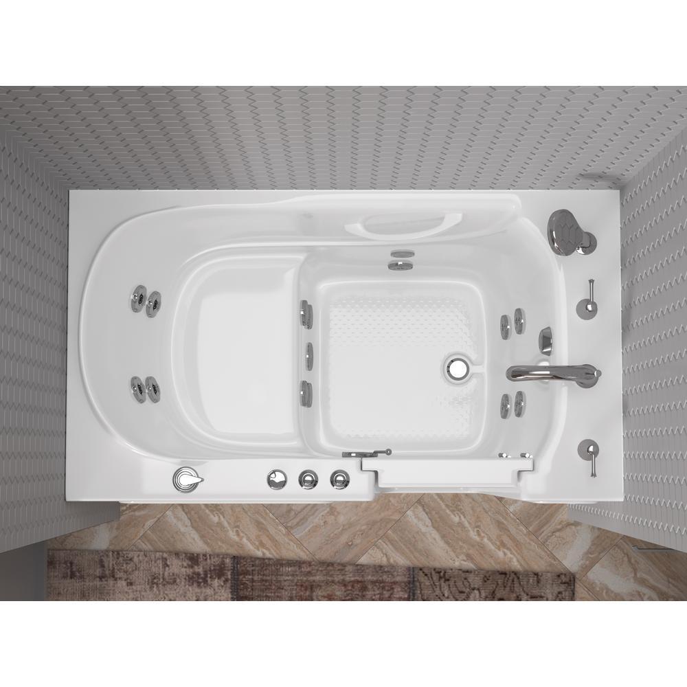HD Series 53 in. Right Drain Quick Fill Walk-In Whirlpool Bath Tub with Powered Fast Drain in White - Super Arbor