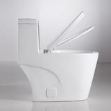 1-Piece 1.28 GPF Dual Flush High Efficiency Elongated Toilet in White, Seat Included - Super Arbor