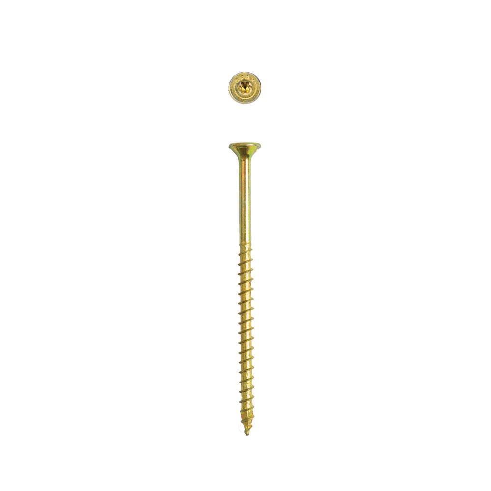 #10 x 3-1/2 in. T-Star Plus Drive Flat Head Partial Thread Yellow Zinc Coated Multi-Material Screw (57 per Box) - Super Arbor