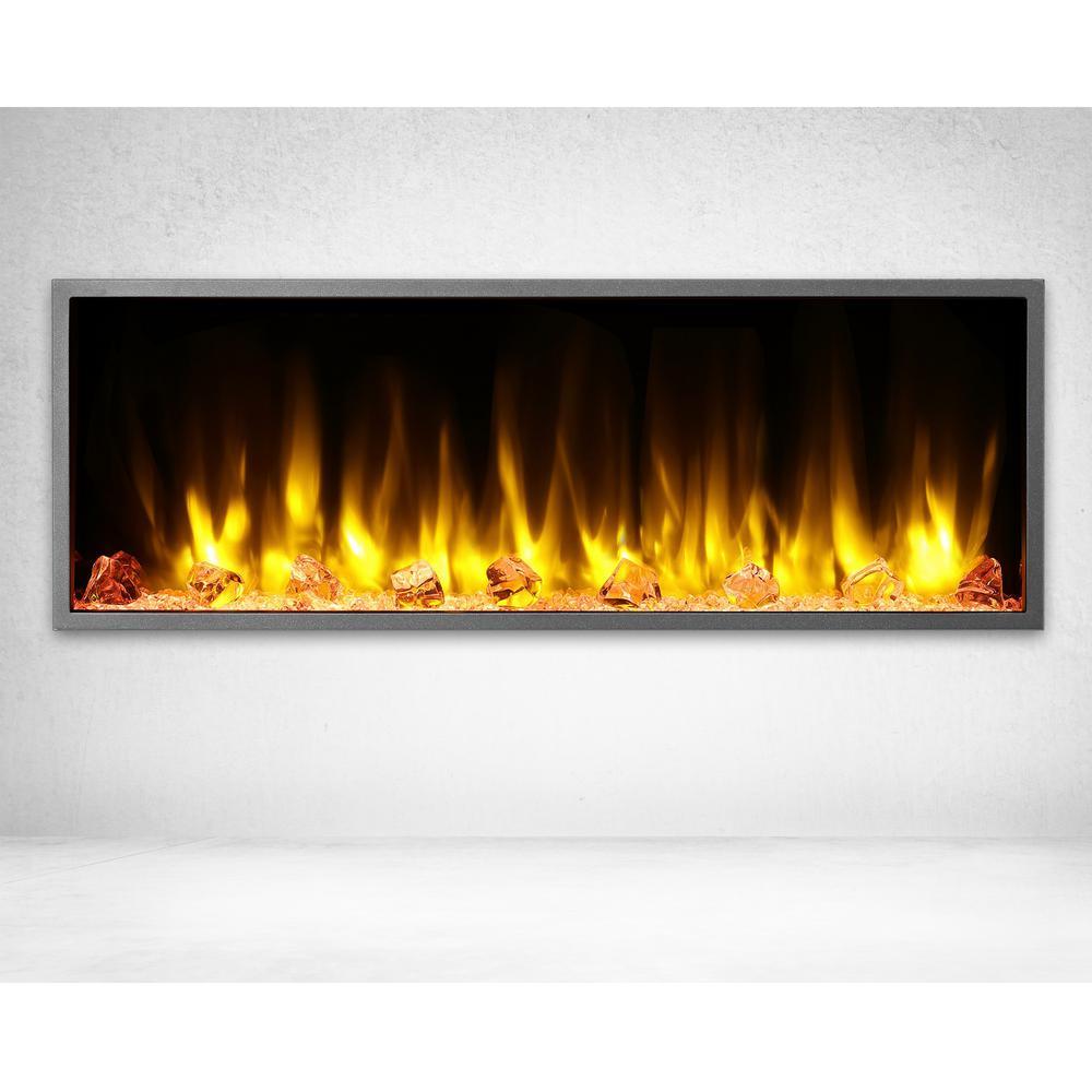 45 in. Harmony Built-in LED Electric Fireplace in Black Trim - Super Arbor