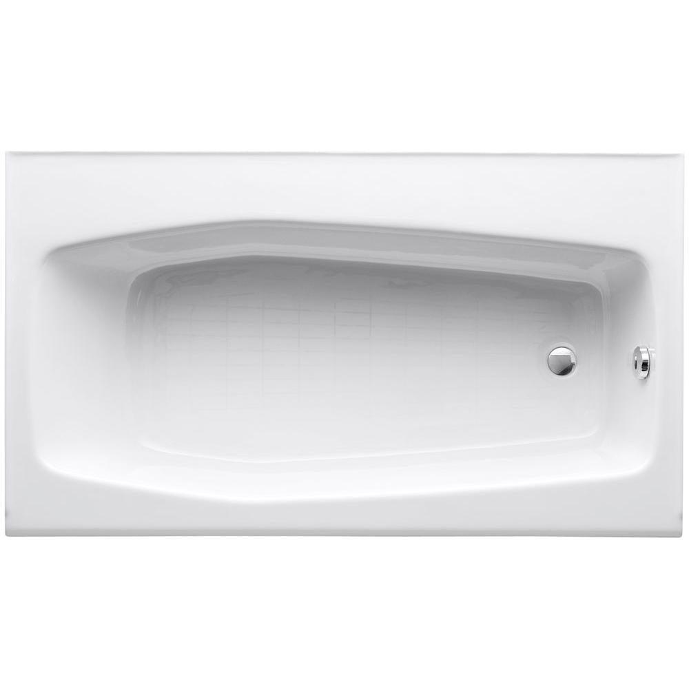 Villager 5 ft. Right Drain Rectangular Alcove Soaking Tub in Almond - Super Arbor