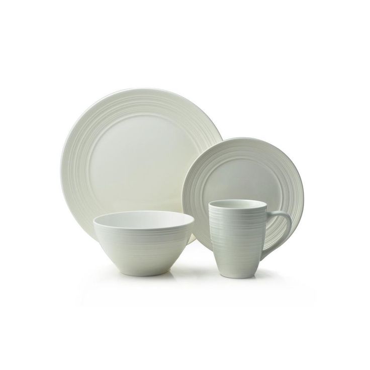 Ripple 16-Piece Casual Off white Ceramic Dinnerware Set (Service for 4)