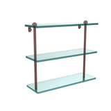 16 in. L x 15 in. H x 5 in. W 3-Tier Clear Glass Bathroom Shelf in Antique Pewter - Super Arbor
