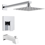 1-Spray 8 in. Wall Mount Showerhead Shower Set in Brushed Nickel - Super Arbor