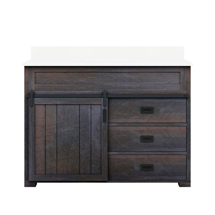 Style Selections Morriston 48-in Distressed Java Single Sink Bathroom Vanity with White Engineered Stone Top