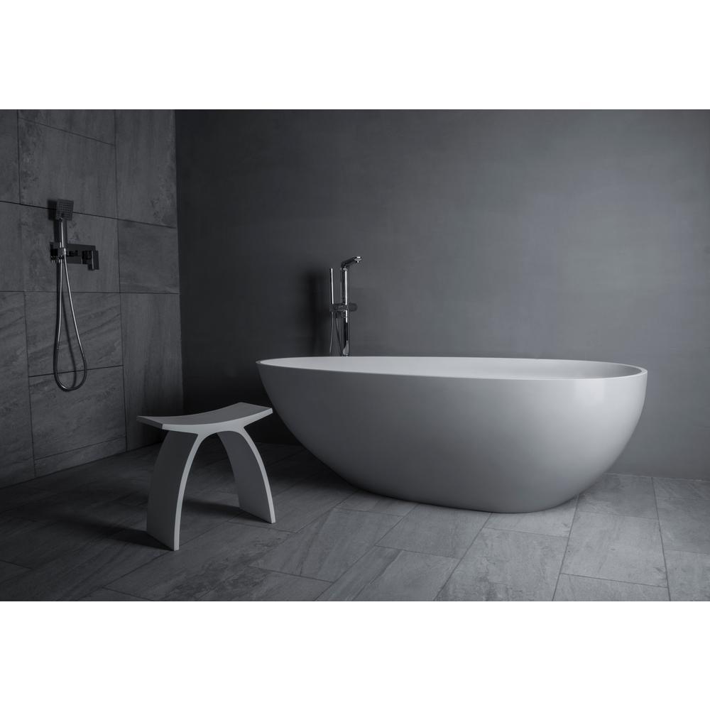 Assignan 67 in. Solid Surface Flatbottom Freestanding Bathtub in White - Super Arbor