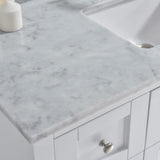 Harlow 61 in. W x 22 in. D Single Basin Carrara Marble Vanity Top in Carrara White with White Vitreous China Basin - Super Arbor