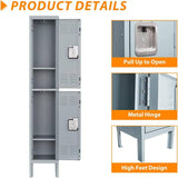 Mlezan Metal Locker 2 Tier 12 in. D x 12 in. W x 66 in. H in Gray Lockable 2 Doors Storage Locker for School Changing Room Gym