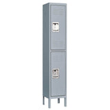 Mlezan Metal Locker 2 Tier 12 in. D x 12 in. W x 66 in. H in Gray Lockable 2 Doors Storage Locker for School Changing Room Gym