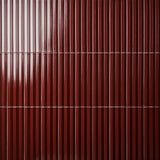 Lux Tile Ponto Ruby Red Fluted 5x16 3D Polished Porcelain Wall Tile