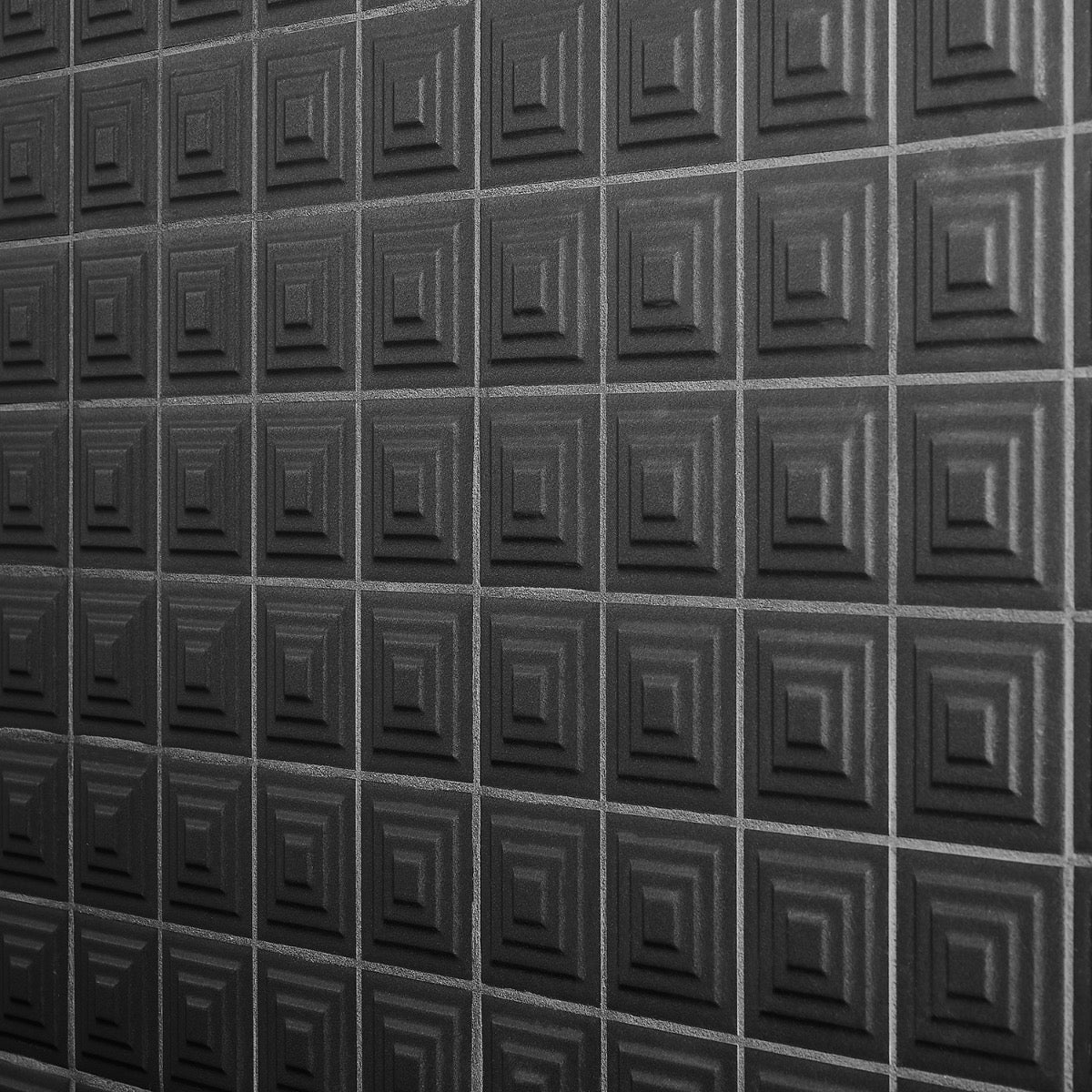 Kinzie Pyramid Charcoal Black 8x16 3D Matte Ceramic Tile by Lux Tile