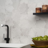 Parma White Matte Star and Cross 6" Terracotta Look Porcelain Tile
