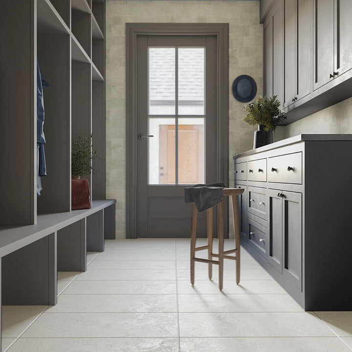 Acadia French Pattern Linen White Matte Porcelain Mosaic Tile - Tilebar