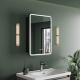 HBEZON Thalia 20 in. W x 28 in. H Rectangular Iron Black Recessed Medicine Cabinet with Mirror, LED Lighting, Anti-fog