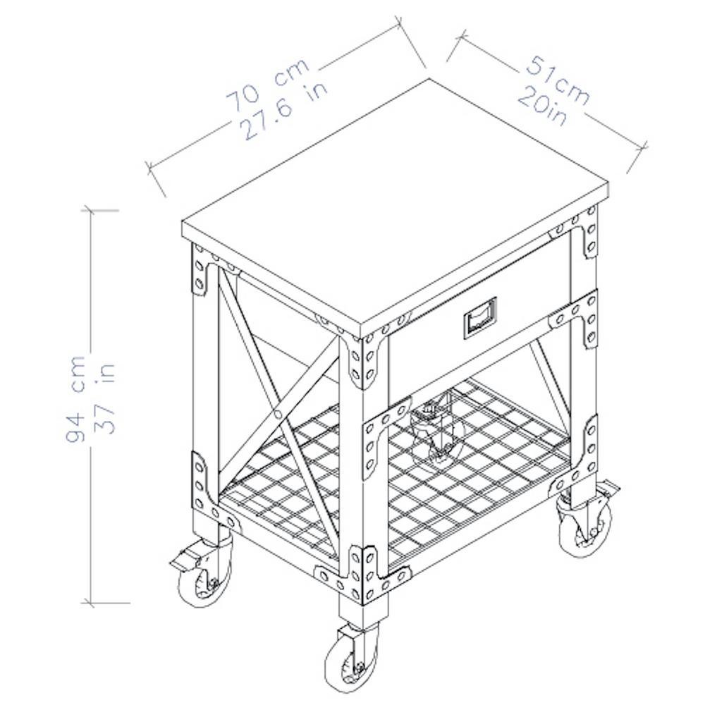 27.6 in. x 20 in. 1-Drawer Rolling Industrial Workbench with Wood Top - Super Arbor