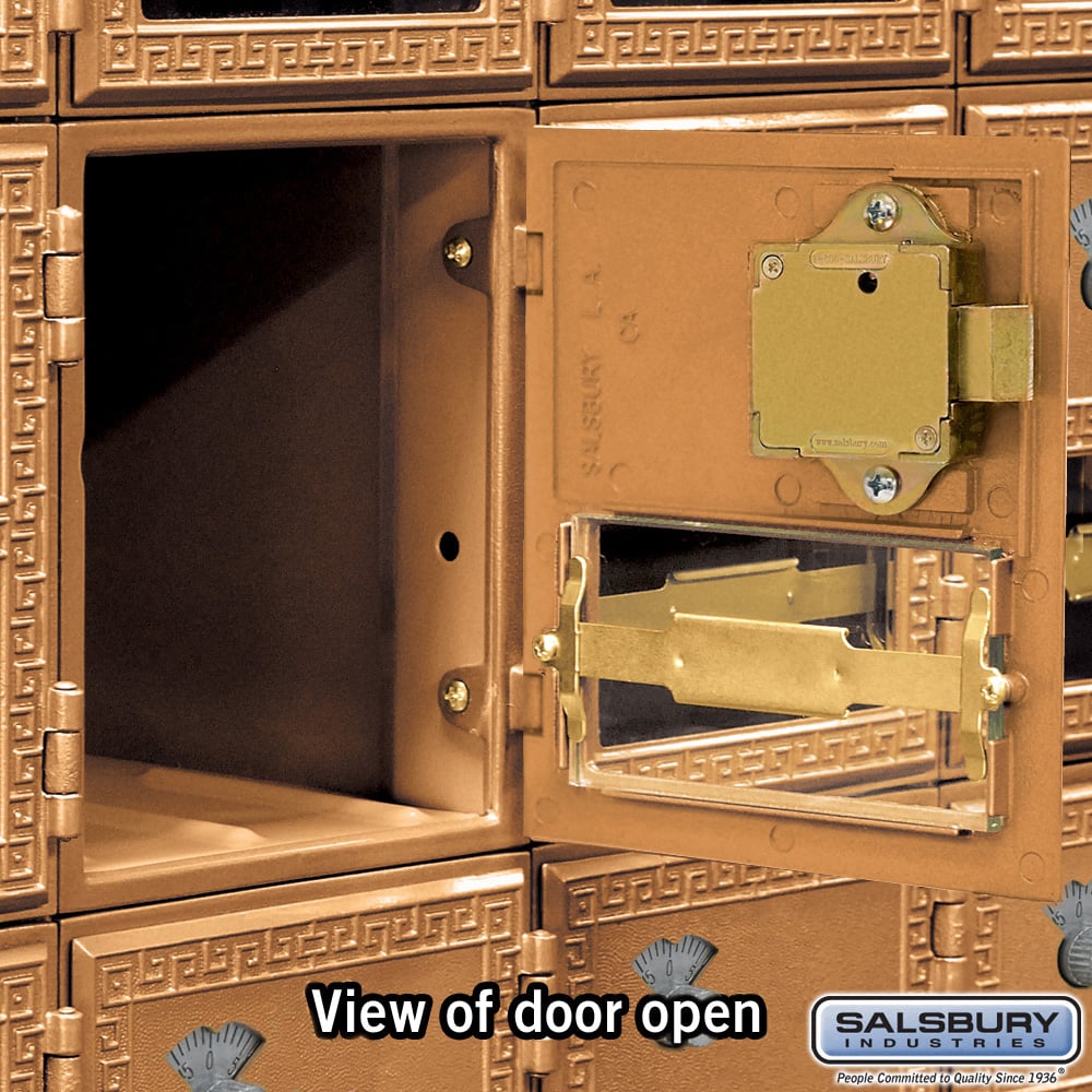 Brass Mailbox with 16 Combination Lock Doors - Rear Loading