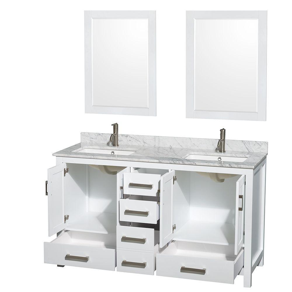 Sheffield 59 in. Double Vanity Cabinet Only in White - Super Arbor