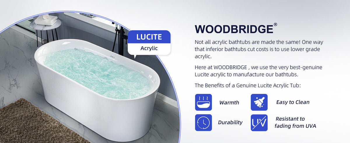 WOODBRIDGE Diana 59 in. Acrylic Freestanding Double-Ended Air Bath Bathtub with Chrome Drain & Overflow, White