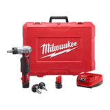 Milwaukee M12 12-Volt Lithium-Ion ProPEX Expansion Tool Kit, 2432-22, with (2) 1.5Ah Batteries, (3) Heads & Hard Case