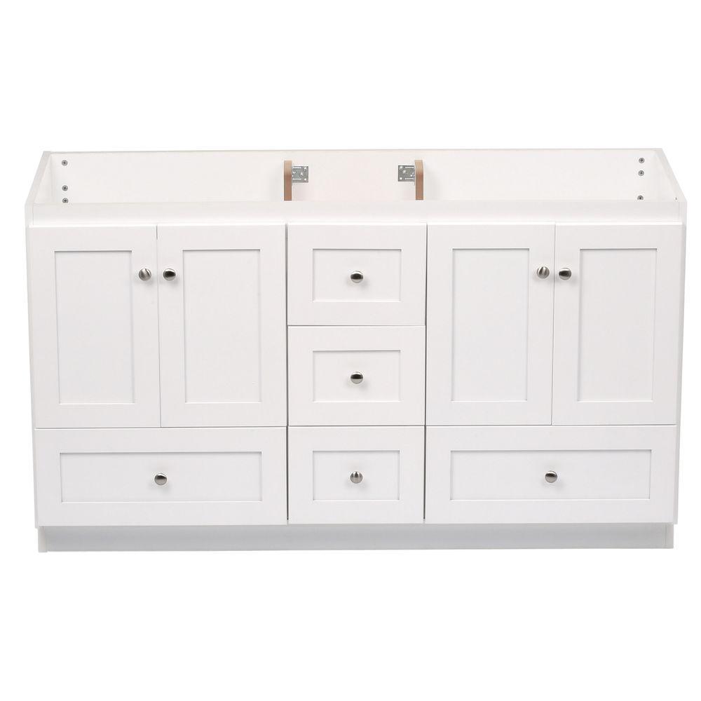 Shaker 60 in. W x 21 in. D x 34.5 in. H Vanity for Double Basins Cabinet Only in Natural Alder - Super Arbor