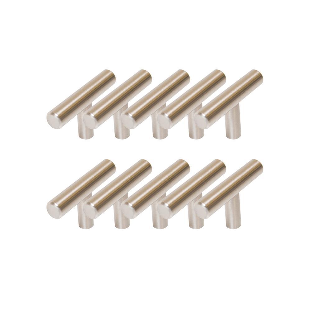1.54 in. Stainless Steel Cabinet T-Pull Knob Value Pack (10-Pack) - Super Arbor