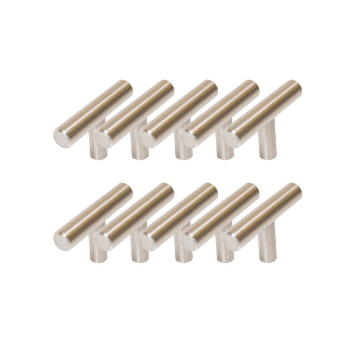 1.54 in. Stainless Steel Cabinet T-Pull Knob Value Pack (10-Pack) - Super Arbor