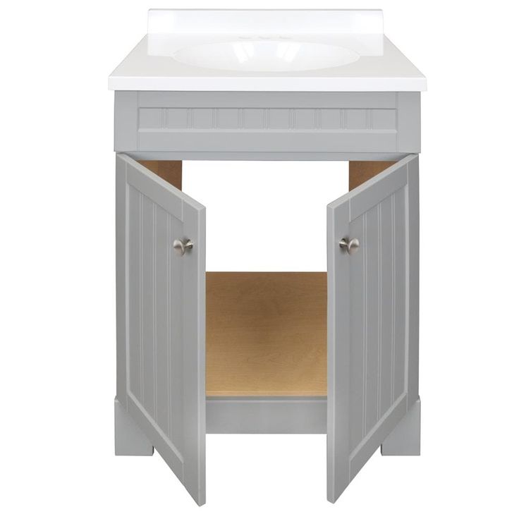Style Selections Ellenbee 24-in Gray Single Sink Bathroom Vanity with White Cultured Marble Top
