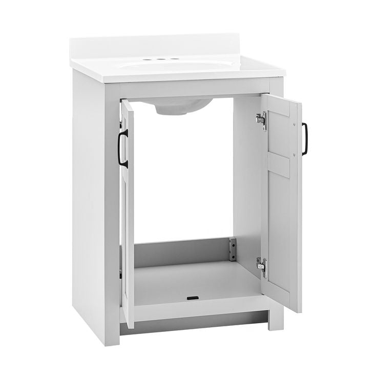Style Selections Lowry 25-in Light Gray Single Sink Bathroom Vanity with White Acrylic Top