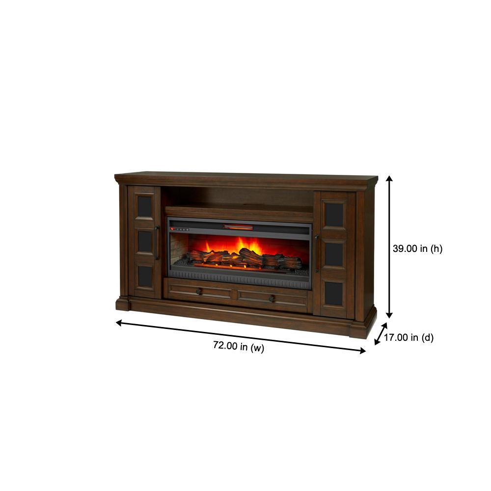 Cecily 72 in. Media Console Infrared Electric Fireplace in Rich Brown Cherry - Super Arbor