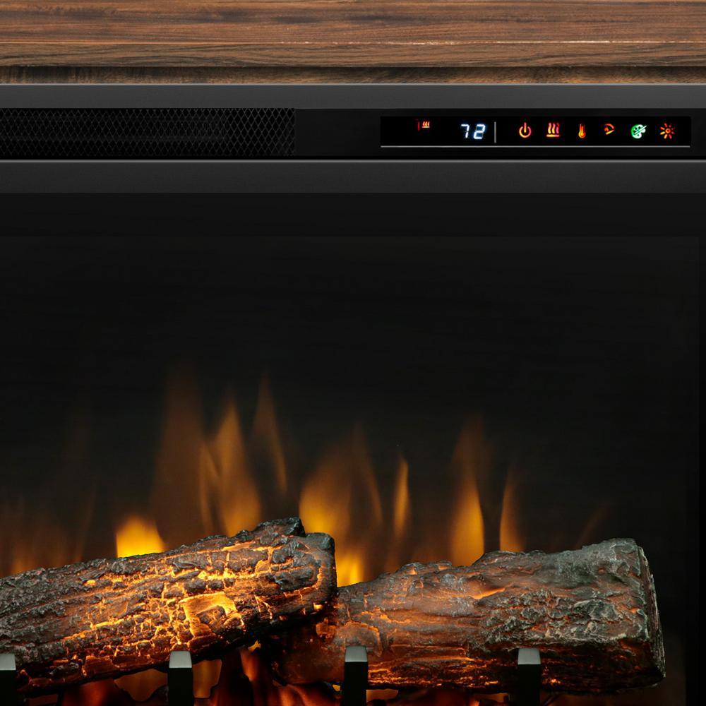 Arlo 60 in. Media Console in Walnut with 26 in. Electric Fireplace with Logs - Super Arbor