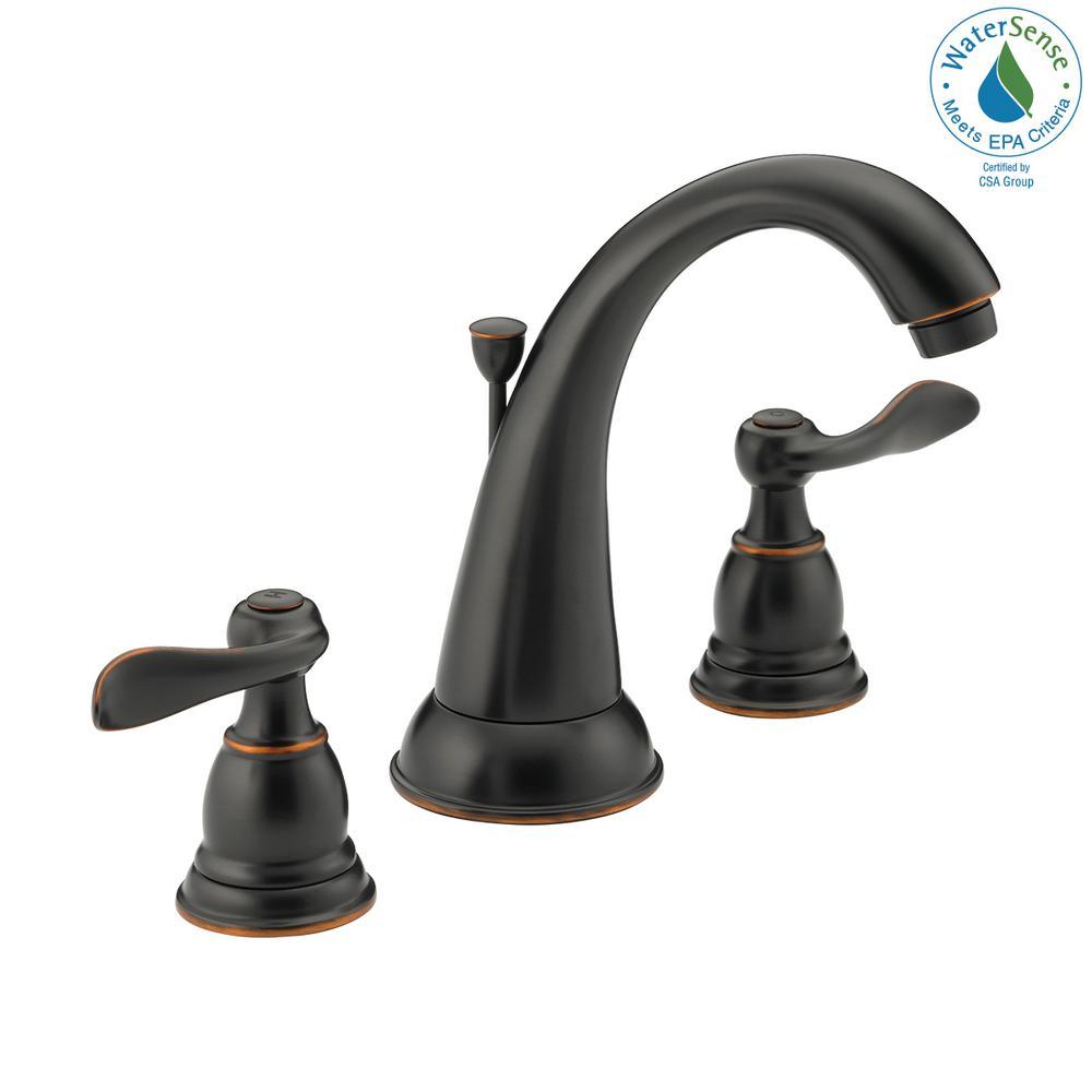 Windemere 8 in. Widespread 2-Handle Bathroom Faucet with Metal Drain Assembly in Oil-Rubbed Bronze - Super Arbor