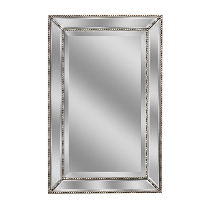 36 in. L x 24 in. W Metro Beaded Single Mirror in Silver